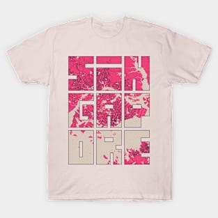 Singapore City Map Typography - Blossom T-Shirt